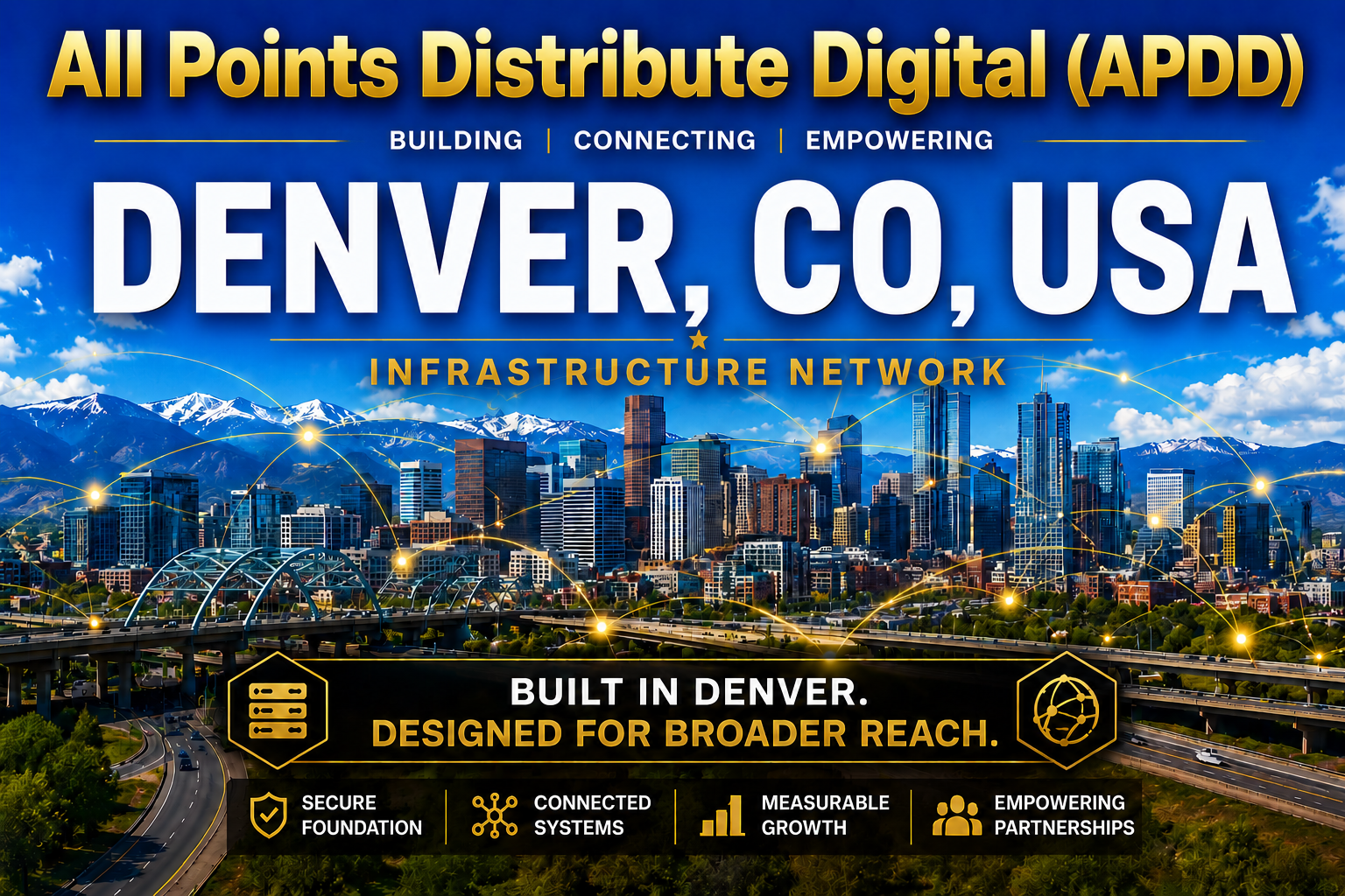 All Points Distribute Digital infrastructure network, built in Denver and designed for broader reach.