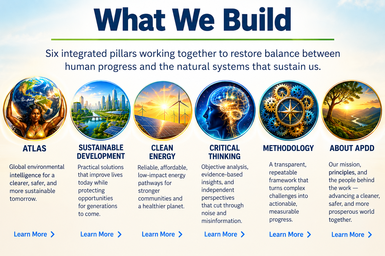 APDD What We Build visual featuring ATLAS and the APDD capability pillars