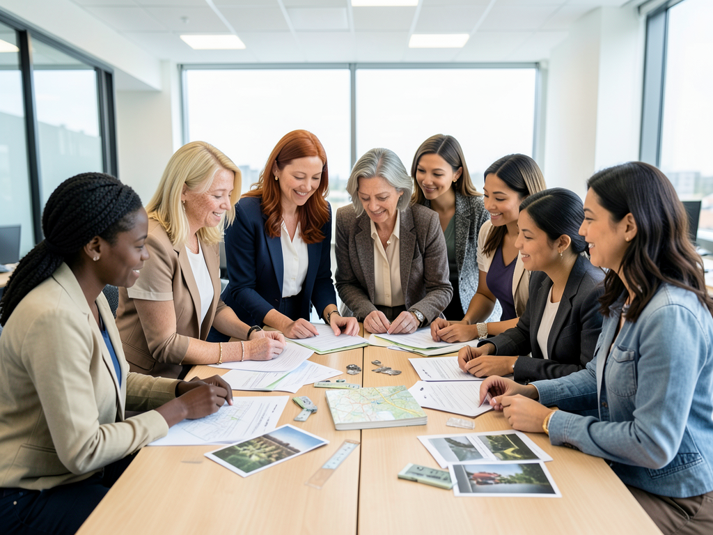 A diverse group of women working together to examine evidence, compare perspectives and make informed decisions